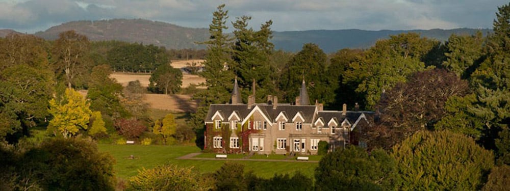 Aerial side view of the Ballathie House Hotel