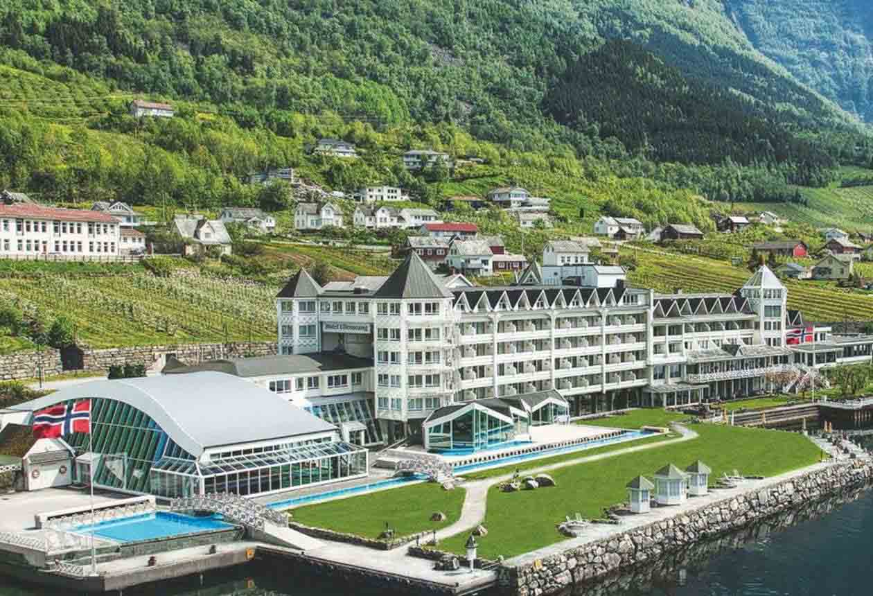 Exterior of Hotel Ullensvang in Norway