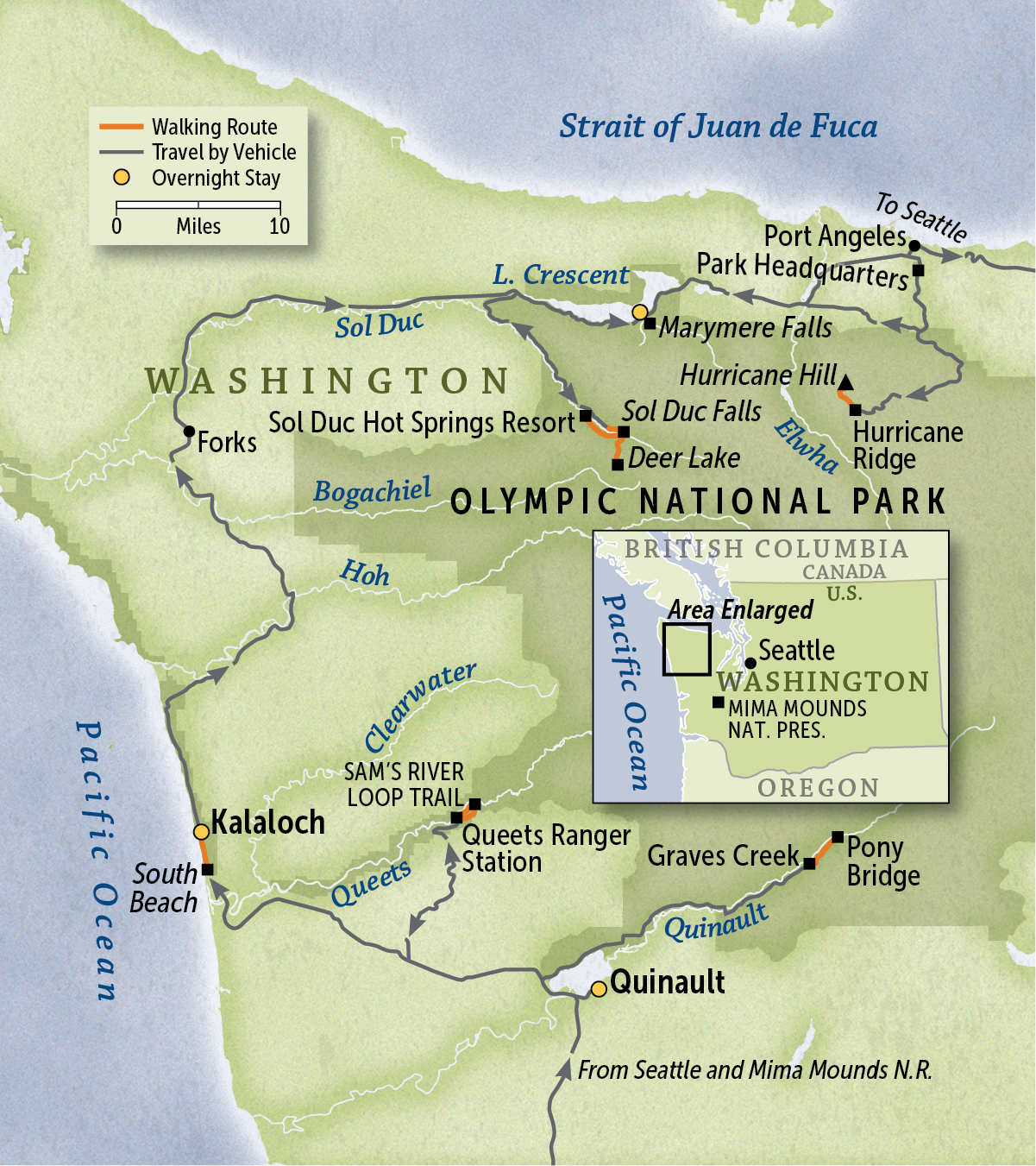 Tour map for Washington: Olympic Peninsula