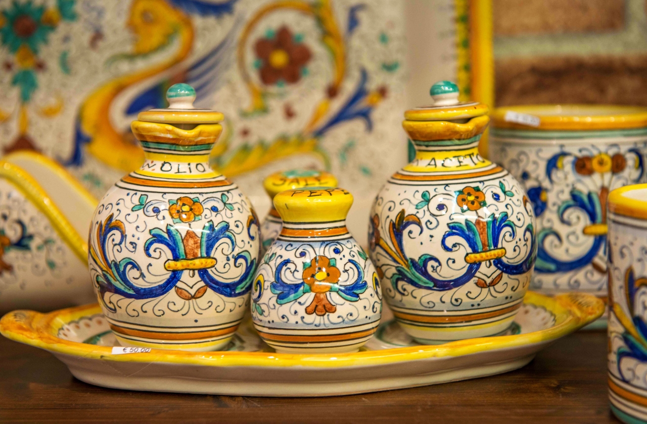 Ceramic pots on a tray