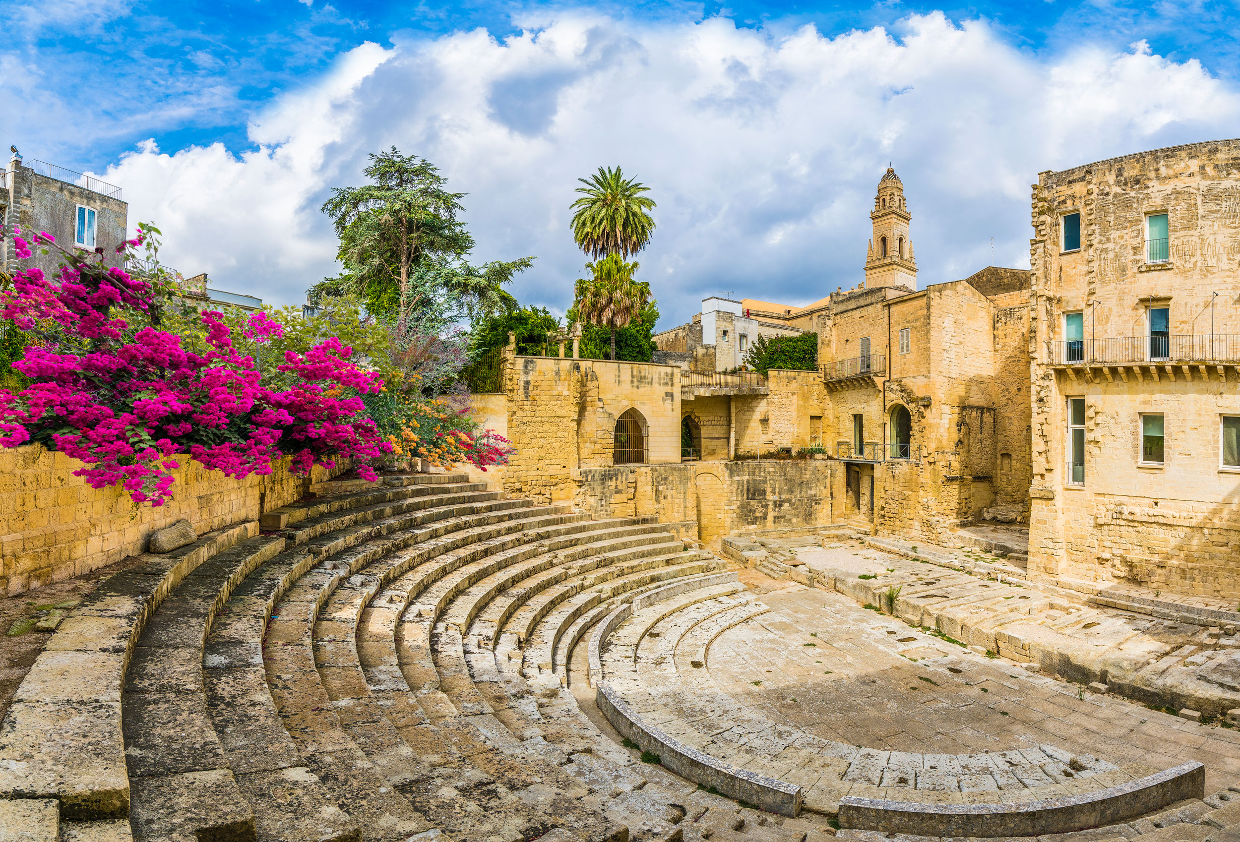 View of ancient roman theater in Lecce, Puglia, Italy