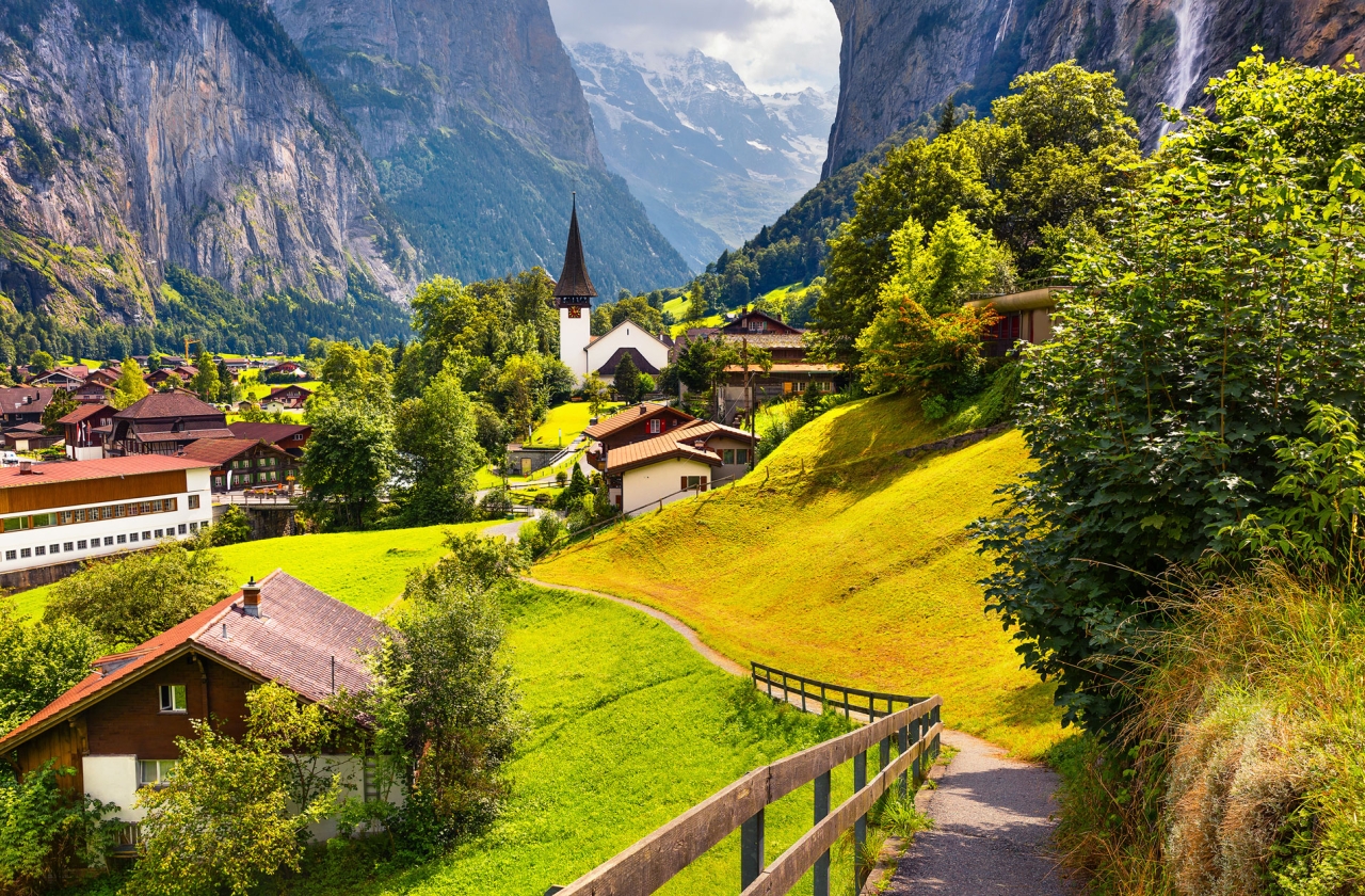 Scenic view of alpine village in Switzerland