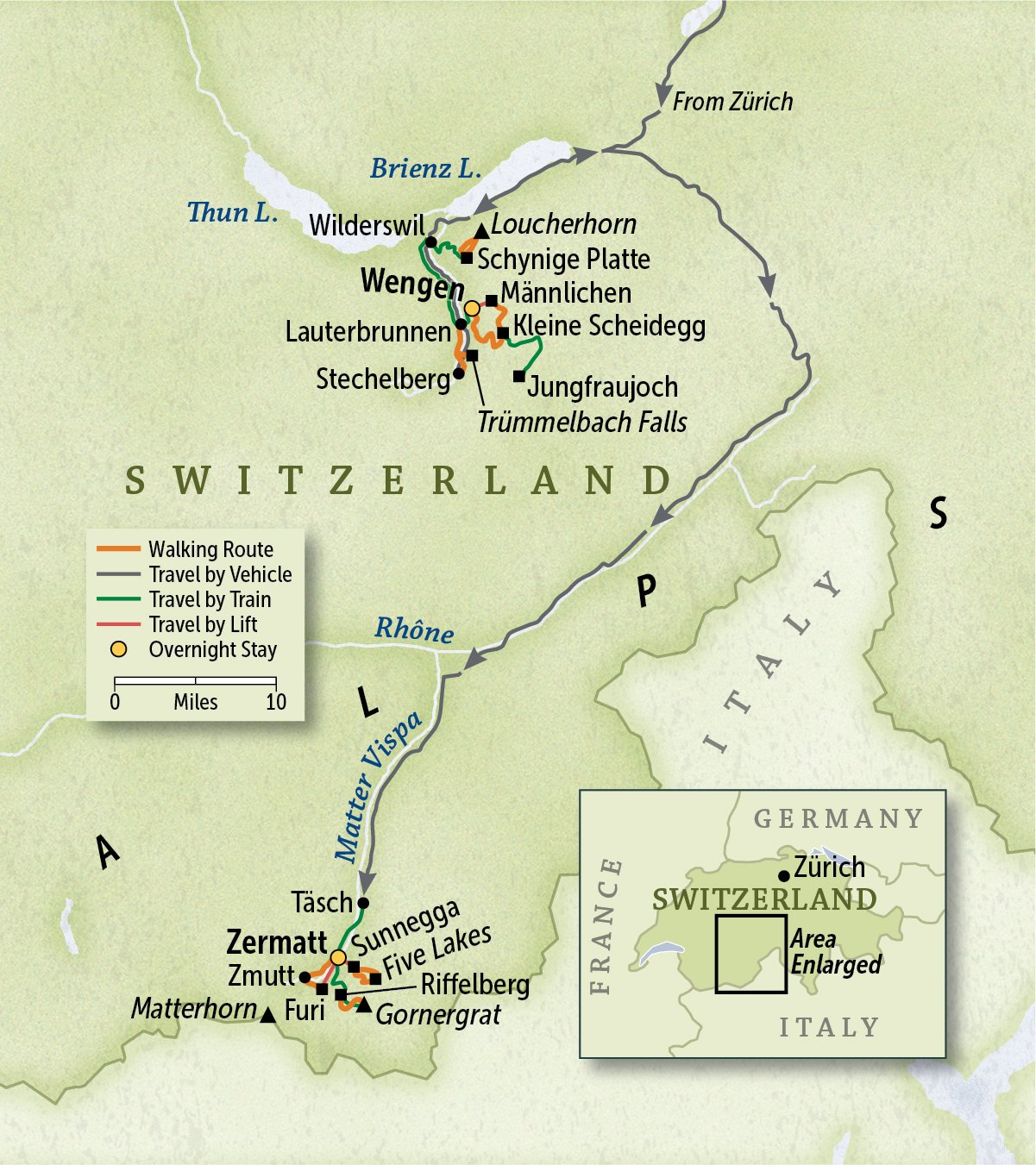 Map for tour Switzerland: Zürich, Wengen & Zermatt 24