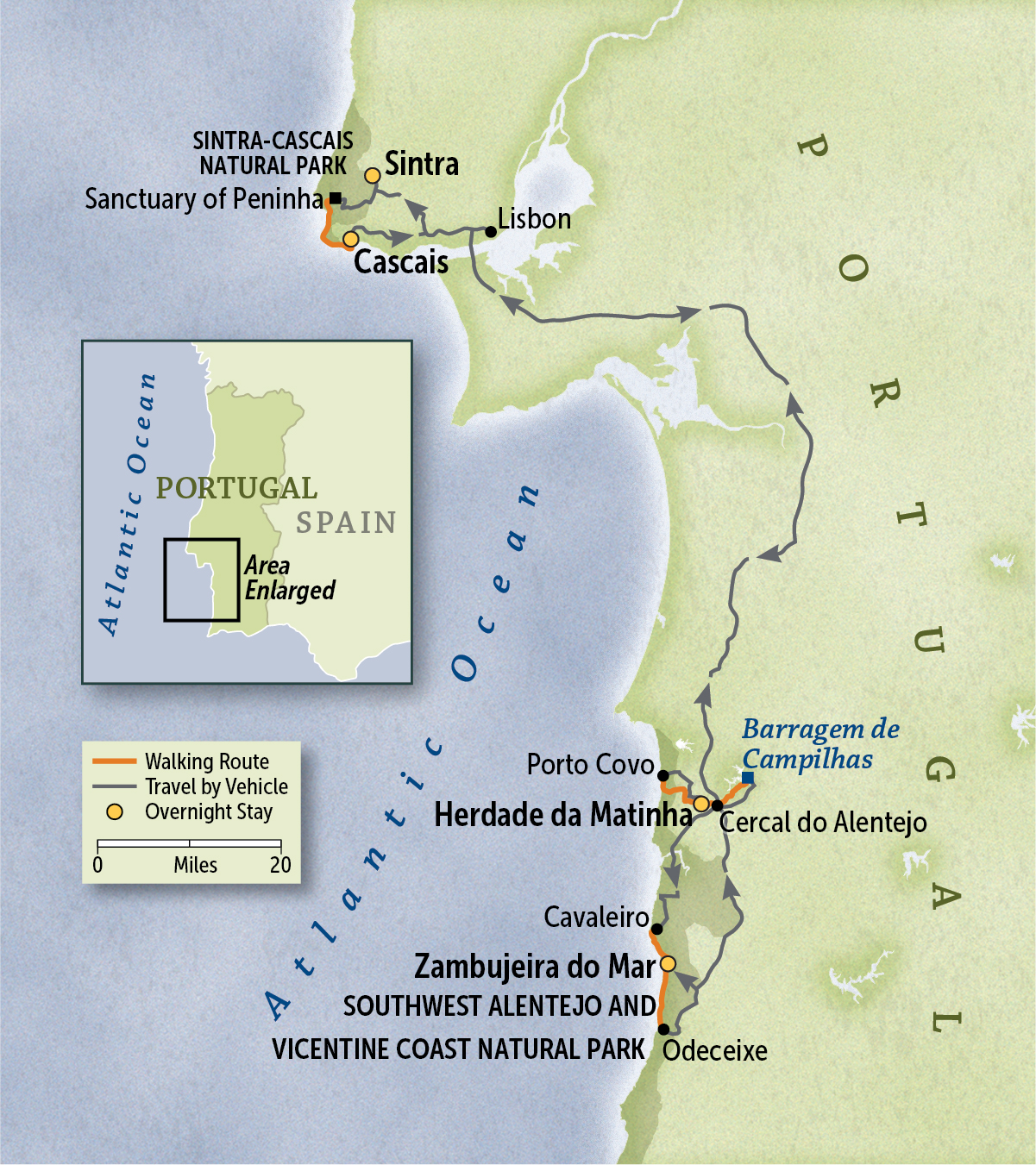 Map of tour Portugal: Sintra & Rota Vicentina